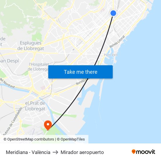 Meridiana - València to Mirador aeropuerto map