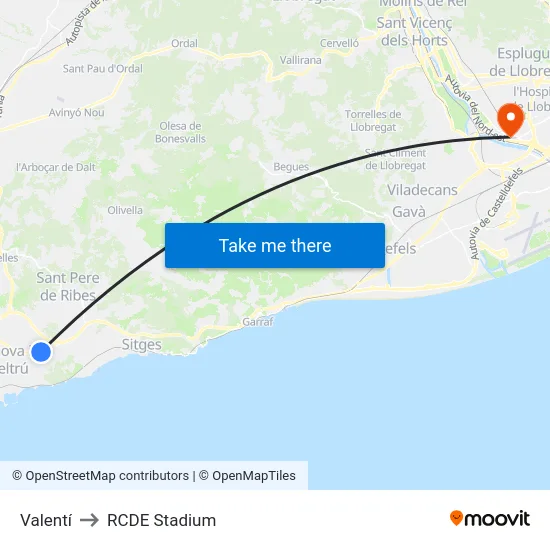 Valentí to RCDE Stadium map