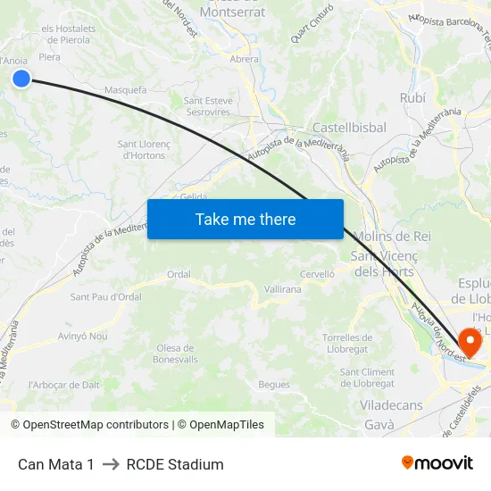 Can Mata 1 to RCDE Stadium map