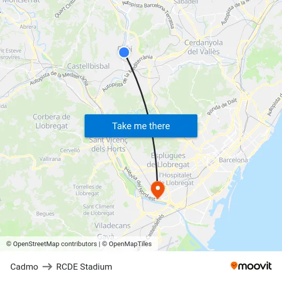 Cadmo to RCDE Stadium map