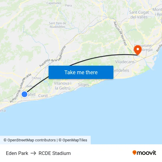 Eden Park to RCDE Stadium map