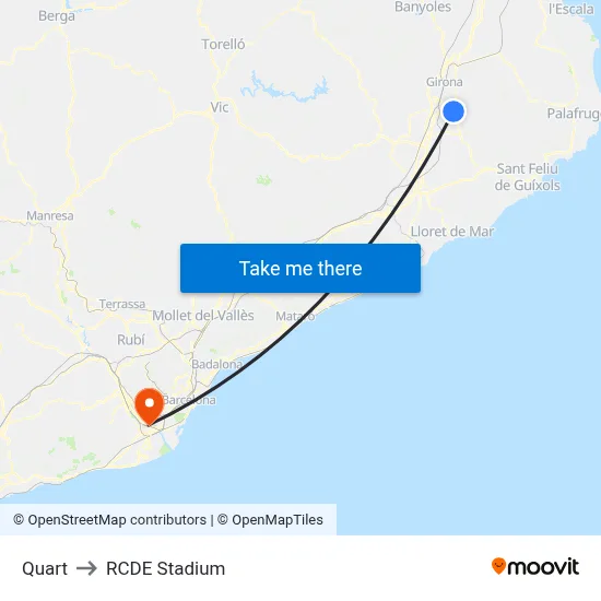 Quart to RCDE Stadium map