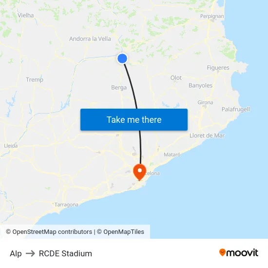 Alp to RCDE Stadium map