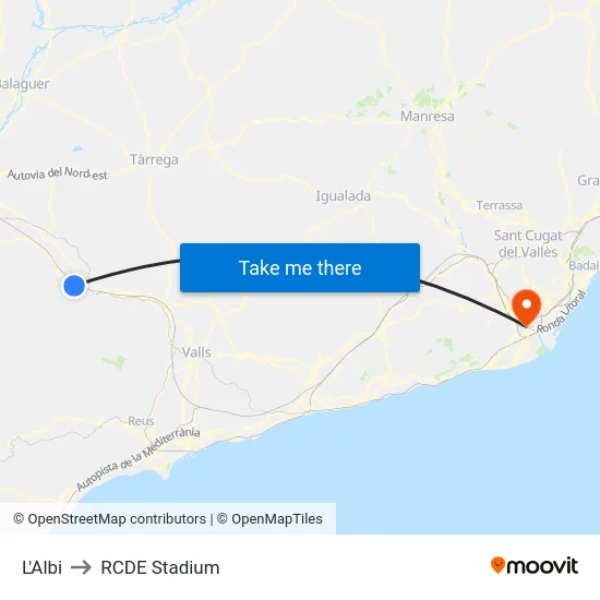 L'Albi to RCDE Stadium map