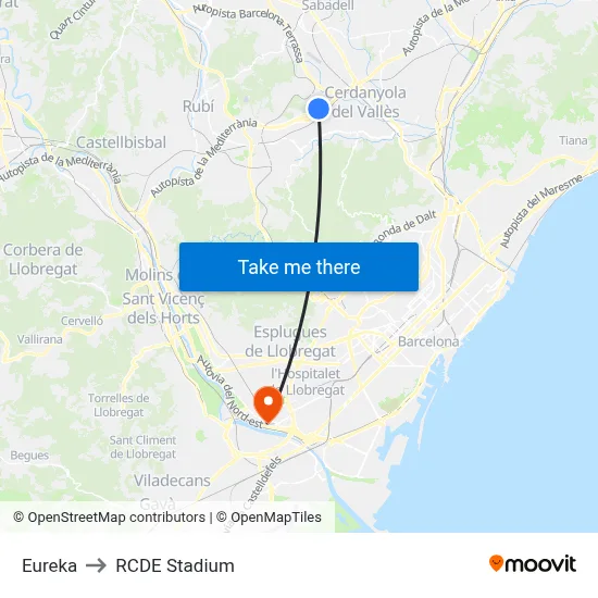 Eureka to RCDE Stadium map