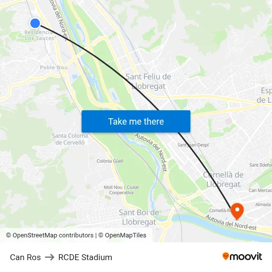 Can Ros to RCDE Stadium map