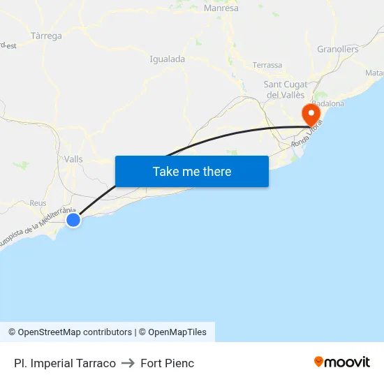 Pl. Imperial Tarraco to Fort Pienc map