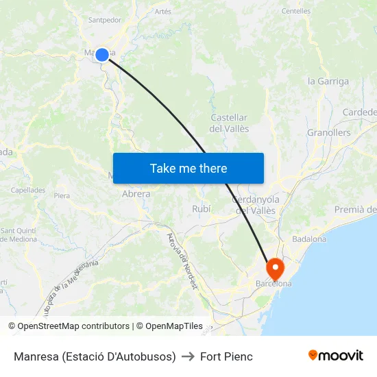 Manresa (Estació D'Autobusos) to Fort Pienc map