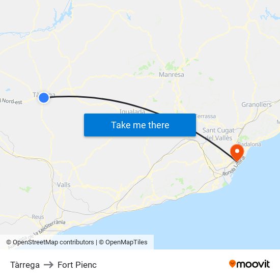 Tàrrega to Fort Pienc map
