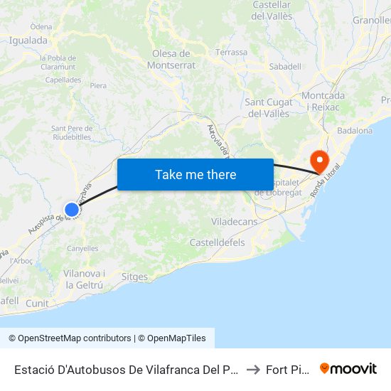 Estació D'Autobusos De Vilafranca Del Penedès to Fort Pienc map