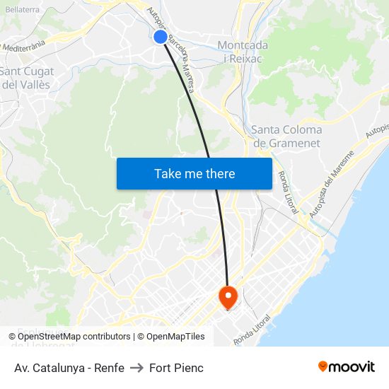 Av. Catalunya - Renfe to Fort Pienc map