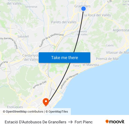 Estació D'Autobusos De Granollers to Fort Pienc map