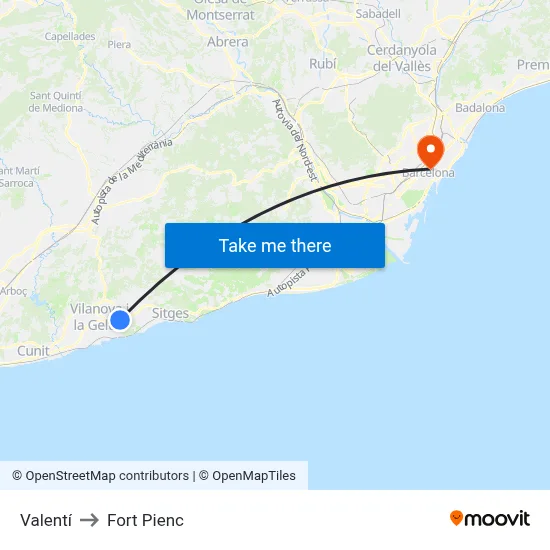 Valentí to Fort Pienc map
