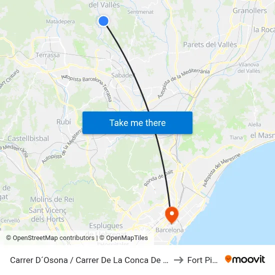 Carrer D´Osona / Carrer De La Conca De Barberà to Fort Pienc map