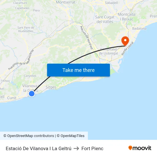 Estació De Vilanova I La Geltrú to Fort Pienc map