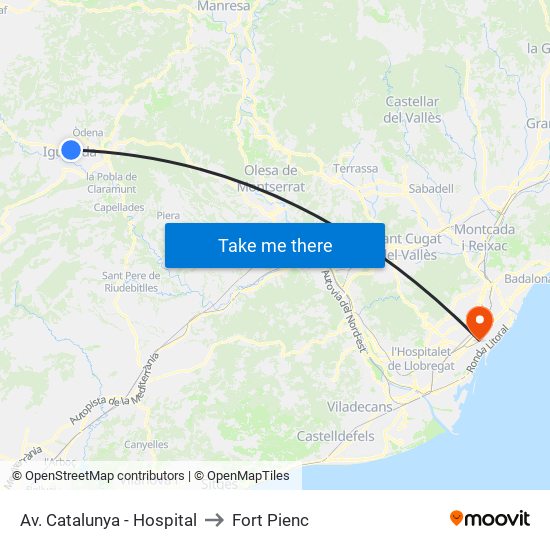 Av. Catalunya - Hospital to Fort Pienc map
