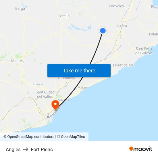 Anglès to Fort Pienc map