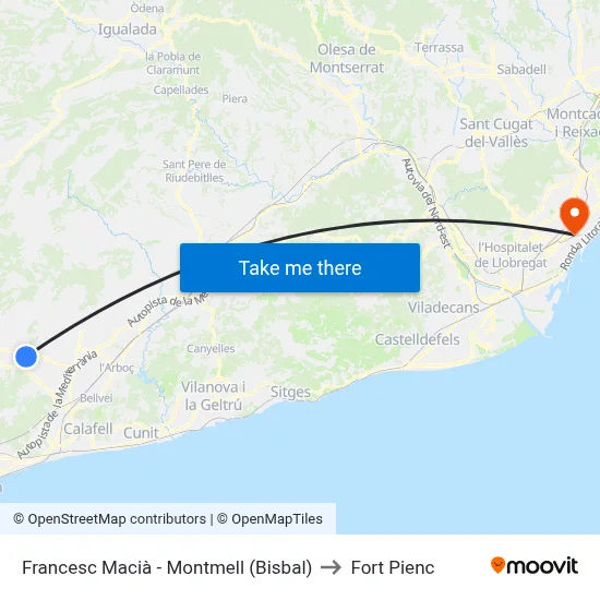 Francesc Macià - Montmell (Bisbal) to Fort Pienc map