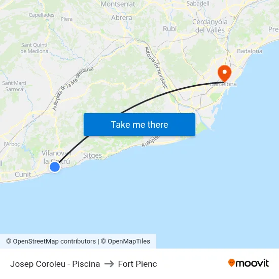 Josep Coroleu - Piscina to Fort Pienc map