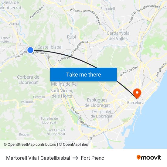 Martorell Vila | Castellbisbal to Fort Pienc map