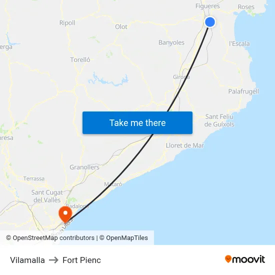 Vilamalla to Fort Pienc map