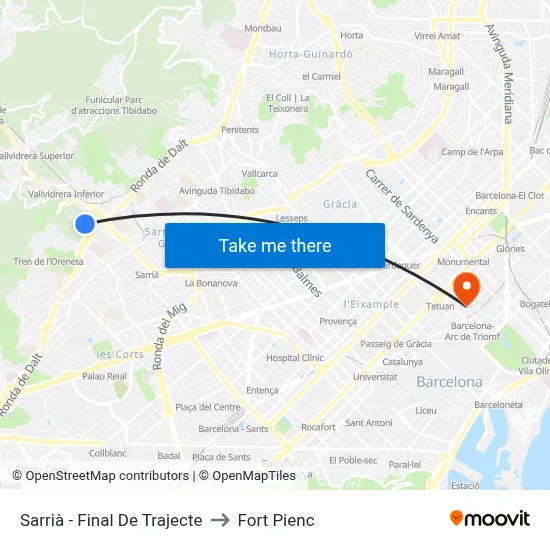 Sarrià - Final De Trajecte to Fort Pienc map