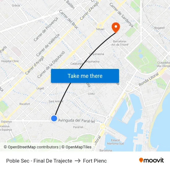 Poble Sec - Final De Trajecte to Fort Pienc map