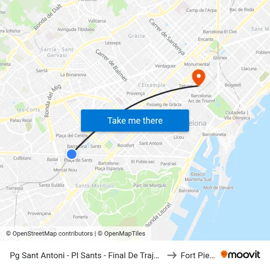Pg Sant Antoni - Pl Sants - Final De Trajecte to Fort Pienc map