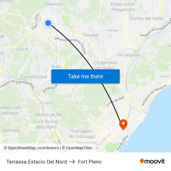 Terrassa Estacio Del Nord to Fort Pienc map