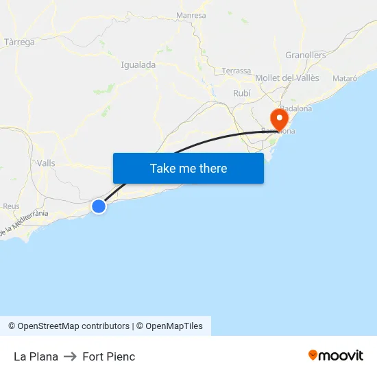 La Plana to Fort Pienc map