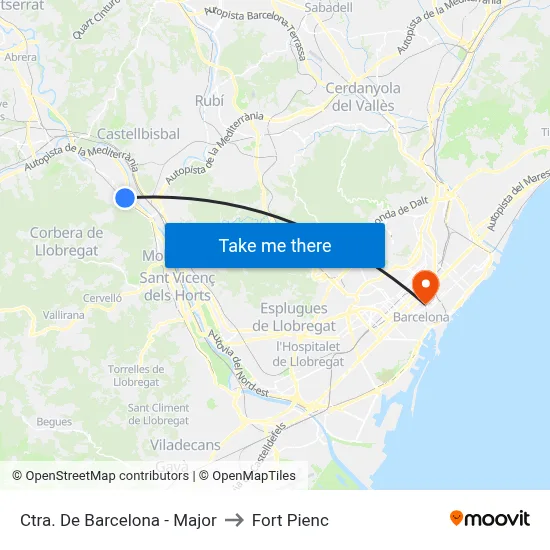 Ctra. De Barcelona - Major to Fort Pienc map
