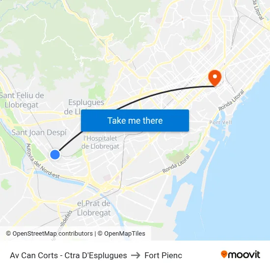 Av Can Corts - Ctra D'Esplugues to Fort Pienc map