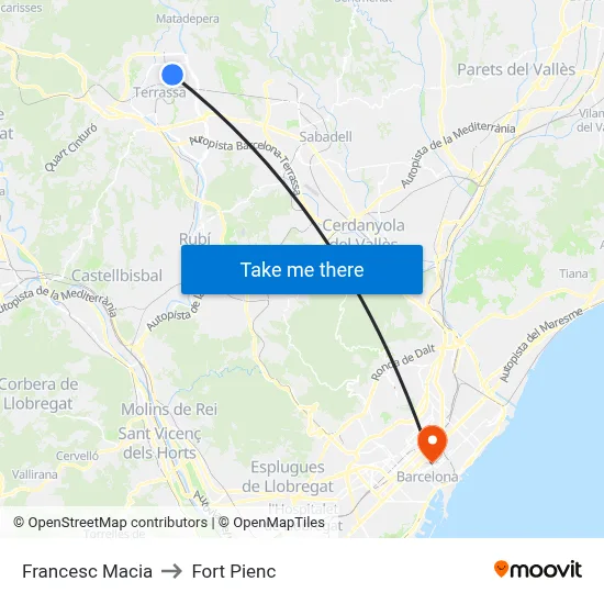 Francesc Macia to Fort Pienc map