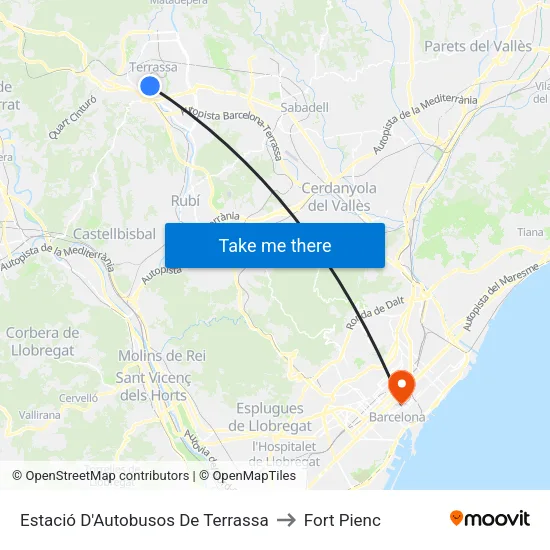Estació D'Autobusos De Terrassa to Fort Pienc map