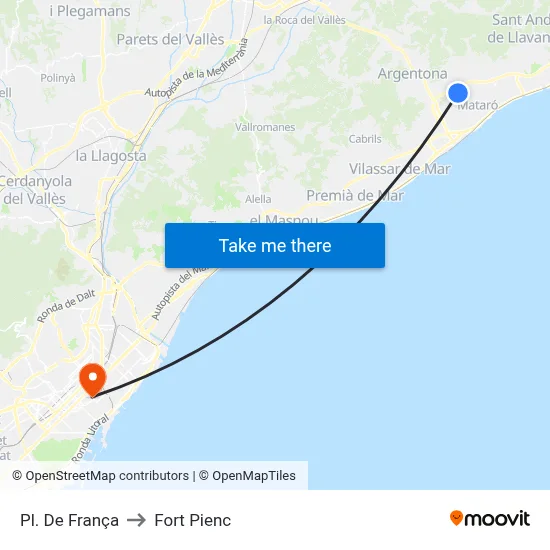 Pl. De França to Fort Pienc map