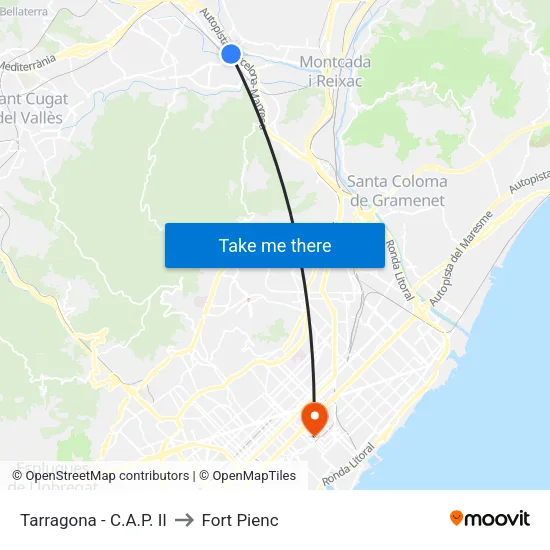 C.A.P. Cerdanyola-Ripollet to Fort Pienc map