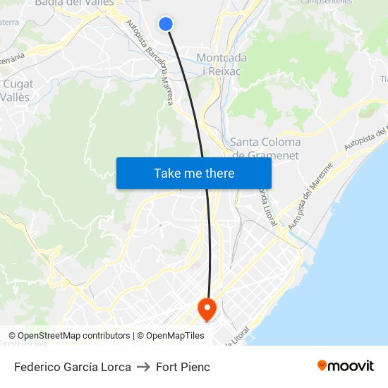 Federico García Lorca to Fort Pienc map