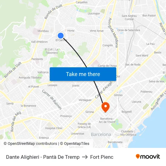 Dante Alighieri - Pantà De Tremp to Fort Pienc map