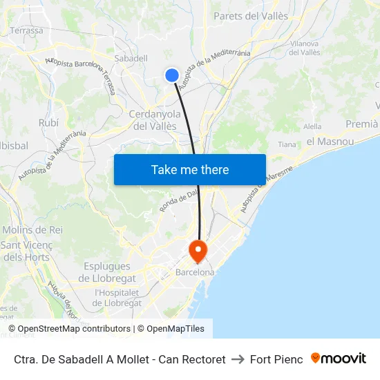 Ctra. De Sabadell A Mollet - Can Rectoret to Fort Pienc map