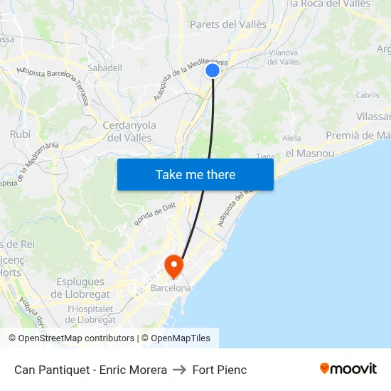 Can Pantiquet - Enric Morera to Fort Pienc map