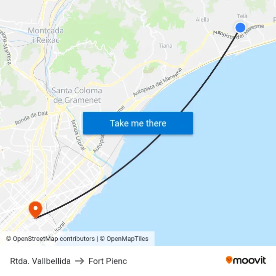 Rtda. Vallbellida to Fort Pienc map