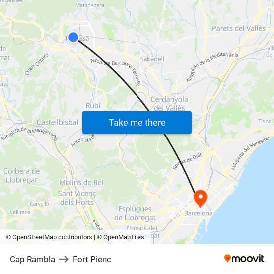 Cap Rambla to Fort Pienc map