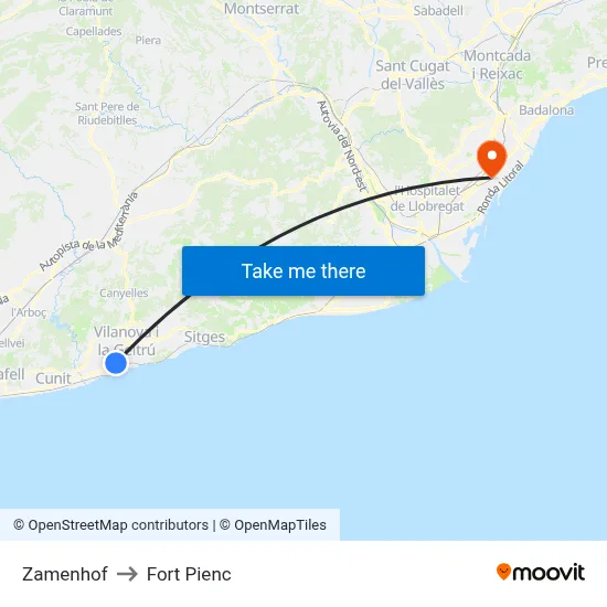 Zamenhof to Fort Pienc map