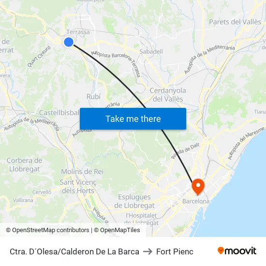Ctra. D´Olesa/Calderon De La Barca to Fort Pienc map