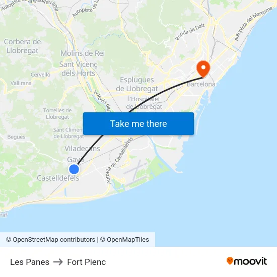 Les Panes to Fort Pienc map