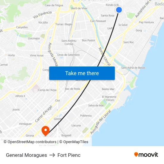General Moragues to Fort Pienc map
