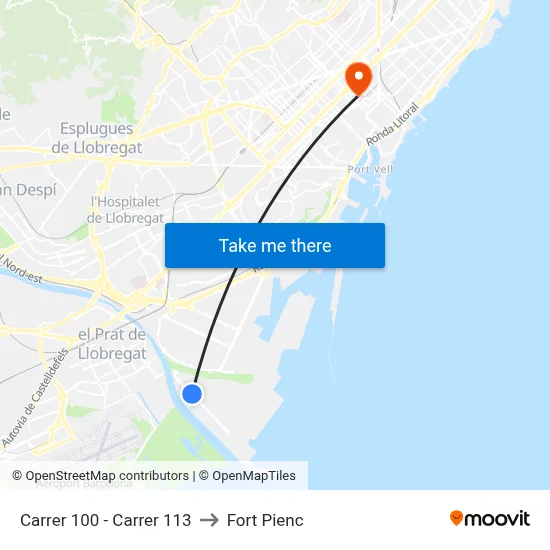 Carrer 100 - Carrer 113 to Fort Pienc map