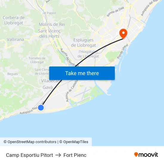 Camp Esportiu Pitort to Fort Pienc map