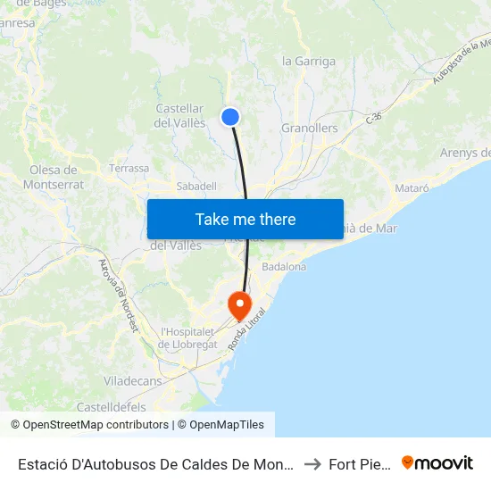 Estació D'Autobusos De Caldes De Montbui to Fort Pienc map