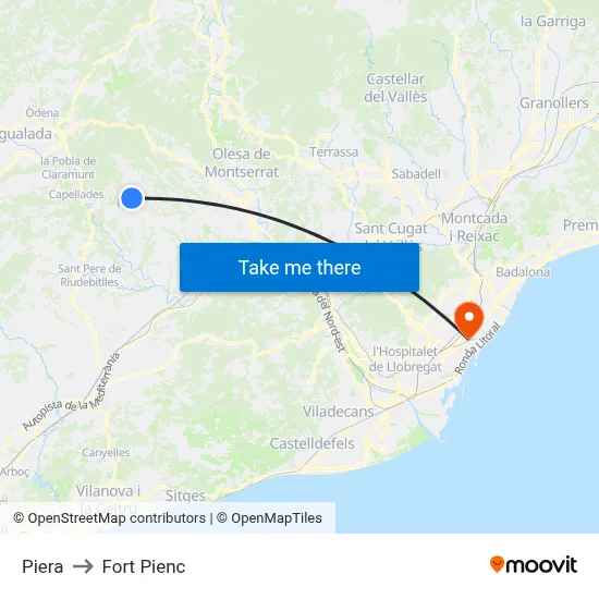 Piera to Fort Pienc map